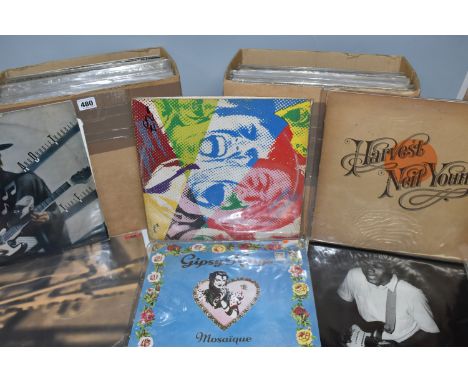 TWO BOXES OF LPS to include Rolling Stones 'Tattoo You' CUNS39114, The Beatles Greatest Hits PCTC260, Led Zeppelin SSK89400, 