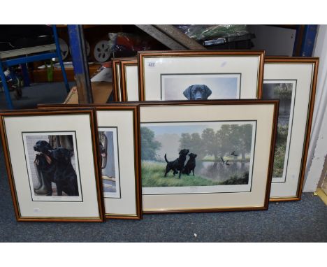 SIX SIGNED LIMITED EDITION BLACK LABRADOR PRINTS, comprising five Nigel Hemming prints, 'Ladies in waiting', 'Pick-Up Partner