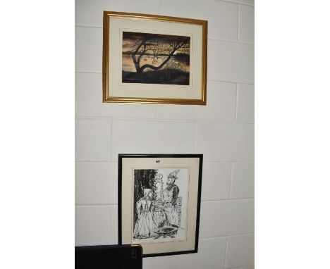 HOWARD GUEST (20TH CENTURY) A QUANTITY OF FRAMED AND UNFRAMED WATERCOLOURS ETC, framed pictures comprise  include a black ink