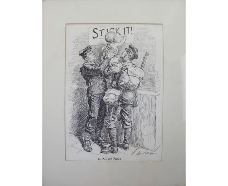 SIR JOHN BERNARD PARTRIDGE (1861-1945); pen and ink, 'To All At Home', a satirical WWI sketch featuring soldier, sailor and c