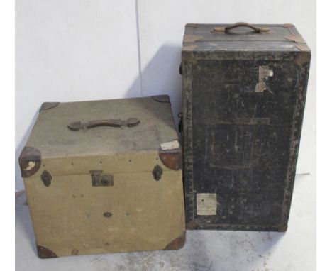 Two vintage metal-bound trunks (2).
