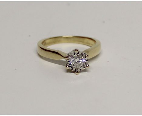 An 18ct yellow gold diamond solitaire ring, approx 2.5 points, size K1/2, approx 4.5g.