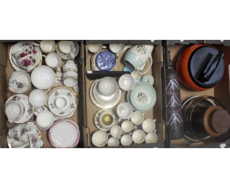 A quantity of vintage ceramics, mainly teaware to include Johnson Brothers part coffee service, coffee pot, plates, cups and 