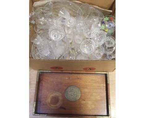 A quantity of vintage cut glass and crystal ware to include sherry glasses, whisky tumblers, a small quantity of hand painted