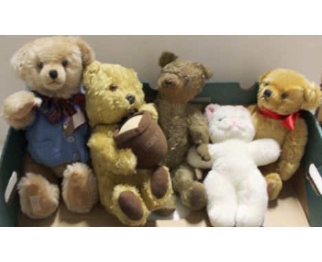 Five teddy bears to include Chad Valley example, a limited edition by Dean's Ragbook Co Ltd and Dean's teddy bears (5).