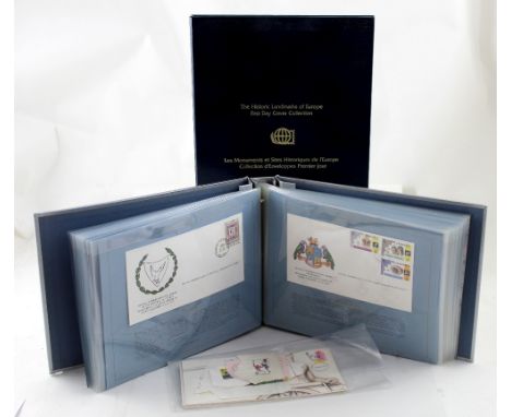 Two albums of first day covers by Franklin Philatelic Ltd comprising 'The Historic Landmarks of Europe' collection with certi