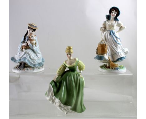 Three figures, a Royal Doulton HN2193 'Fair Lady', a Coalport 'Best Friends', marking the 150th anniversary of the Royal Soci