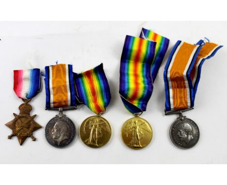 A group of three WWI medals relating to 15909 Pte T.W. Maybury L'pool Regiment R, the 1914-15 Star, the War Medal and the Vic