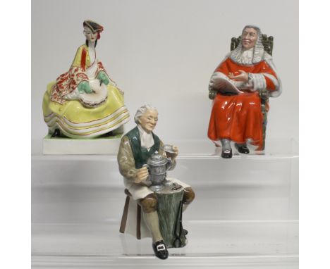 Two Royal Doulton figurines, 'The Tinsmith' HN2146, height 156cm, and 'The Judge' HN2443, height 16cm, and a Royal Worcester 