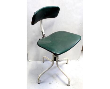 A vintage Tan Sad metal industrial office adjustable swivel chair.