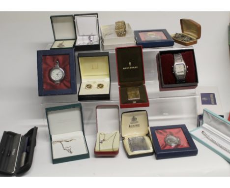 A collection of costume jewellery to include Ermani Bulatti necklace and earrings,  Dunhill cufflinks, fashion watches to inc