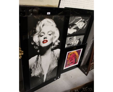 A large decorative print of Marilyn Monroe, 98 x 51cm, a print triptych of stars from the Rat Pack to include Dean Martin, Fr