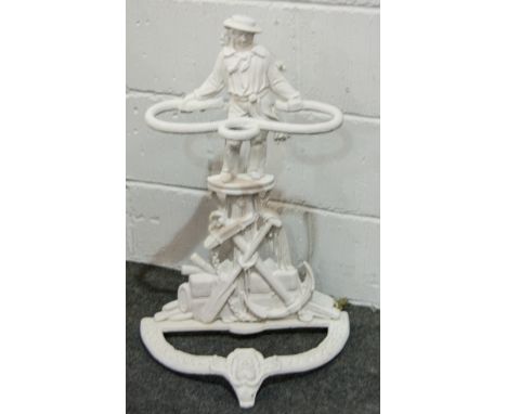 Late 20th century cast aluminium stick stand, nautical motifs.