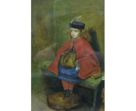 W. R. Robinson, Waiting For The Sailors' Return, watercolour signed, 45cm x 30cm, and Aste, after Millais, My First Sermon, w