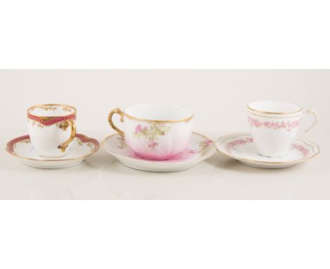A selection of Limoges cups & saucers to include CH Field, Haviland c1880 and three others.