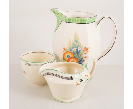 Quantity of English Art Deco tea and table ware, dessert sets, tureens and a press moulded glass set.