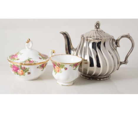 Royal Albert, 'Old Country Roses' pattern teaset, approximately fifty-two pieces, and a Sadler pottery lustre teapot.