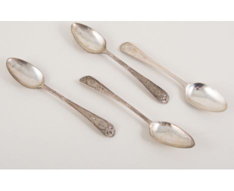 Collection of eight assorted Georgian silver teaspoons, including five by Charles Hougham, London, 1810, all with engine turn