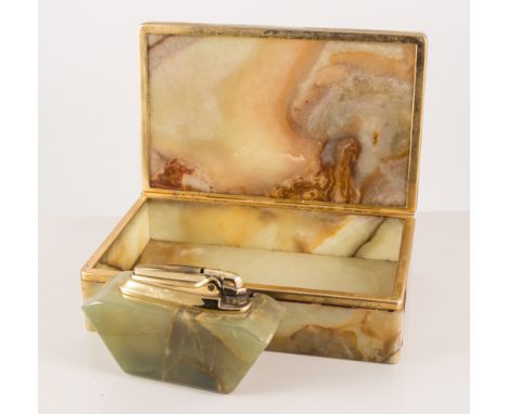 Green onyx box and lighter.