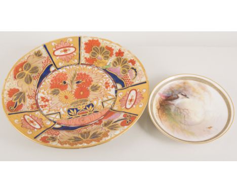 Royal Crown Derby, Old Imari pattern plate, Crown Derby saucer, a Worcester Vitreous  cabinet plate and Worcester saucer pain