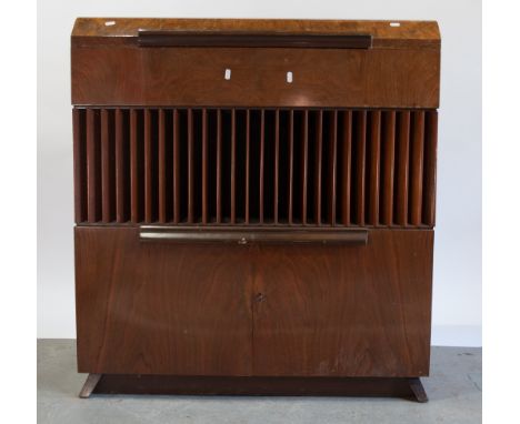 Decca Decola radiogram circa 1947, with Garrard RC60/D16 record player, maple lined cupboard to base, W96.5cm x D40.5cm x H10