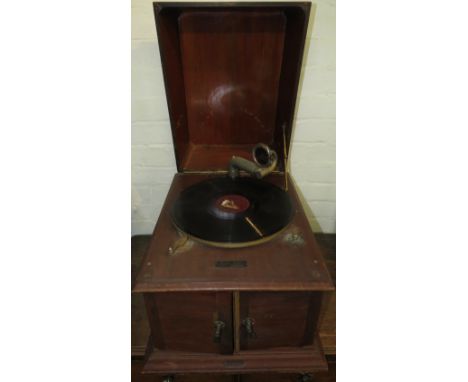 Dulcephone gramophone B79760 in a midwood casing, the integral speaker behind a pair of hinged doors, A E Woodward of Chelten