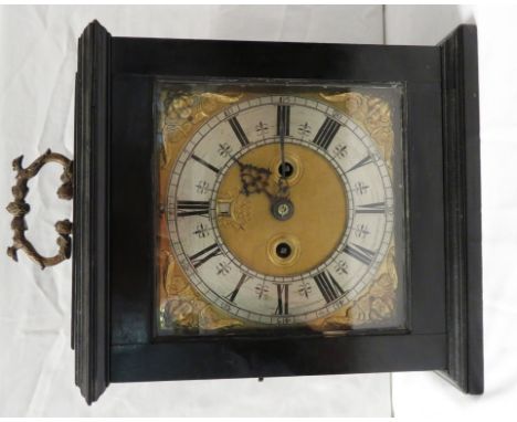 A Victorian chiming bracket clock in an ebonised case, the silvered Roman chapter with outer ring at five minute intervals, d