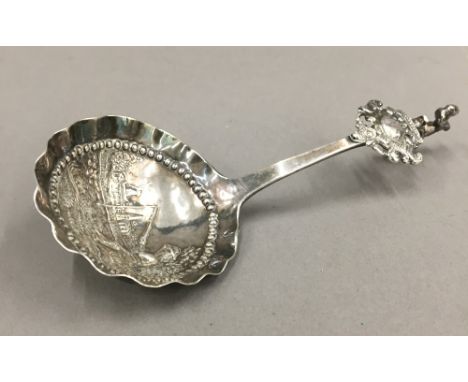 A Dutch silver caddy spoon