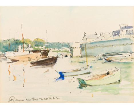 RENE LE FORESTIER (1903-1972) French (AR)Harbour SceneWatercolour, signed, old label to verso for Reading Fine Art Gallery Lt