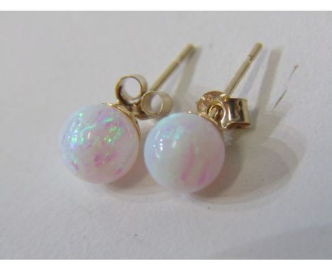 OPAL STUD EARRINGS, pair of 9ct yellow gold stud earrings 