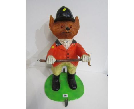 NOVELTY HUNTING MASCOT, of fox in hunting red outfit, 52cm height.&nbsp;Moulded resin figure, weight approximately 3.75kgs