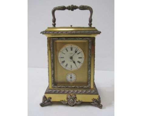 GRAND SONNERIE REPEATER CARRIAGE CLOCK, by F White, ornate casing, 17cm height.&nbsp;Clock appears to be running and striking