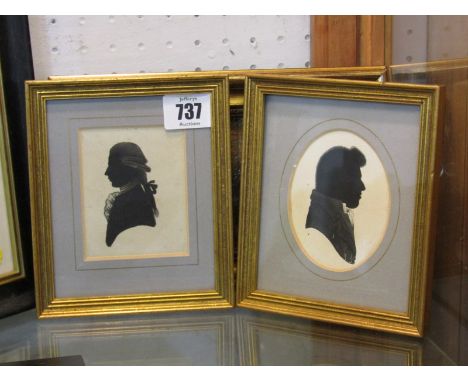 MARITIME SILHOUETTE, watercolour "Portrait of Admiral John Payton", and 1 similar, inscriptions to reverse, 8cm x 6cm 
