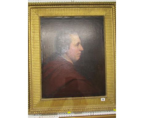 LATE GEORGIAN PORTRAIT OIL ON CANVAS, "Portrait of Young Man in brown jacket", 52cm x 50cm