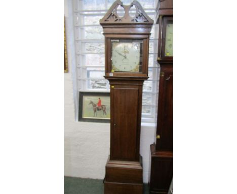 CORNISH 30 HOUR OAK LONG CASE CLOCK, by W Reynolds of Launceston, floral decorated square face,&nbsp;82’’ height, 208cms.