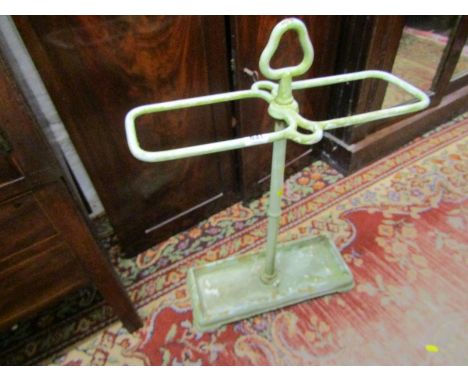 VINTAGE GREEN PAINTED METAL STICK STAND 