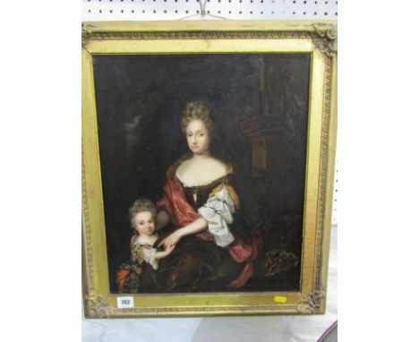 AFTER NETSCHER, oil on board "Portrait of Marie Van Ellemeit with her daughter, Margaretta", 46cm x 67cm  702 - the painting 