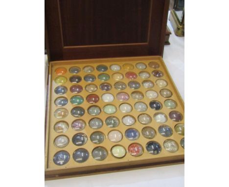 VICTORIAN GEMSTONE DISPLAY CASE, in birdseye maple, each specimen with manuscript label, 35cm width Lot 565: Each mineral spe