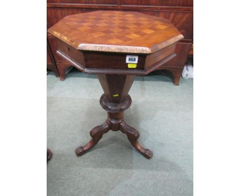 VICTORIAN WALNUT OCTAGONAL GAMES TABLE, on carved tripod base 