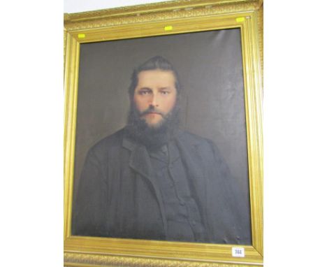 EDWARDIAN PORTRAIT, a gilt framed oil on canvas "Portrait of a Bearded Gentleman", 62cm x 53cm 