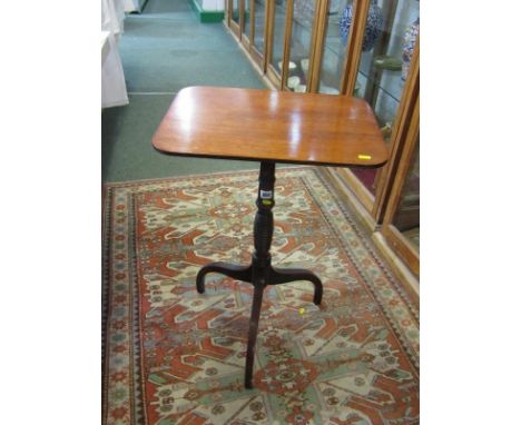 REGENCY WINE TABLE, mahogany &amp; fruitwood tripod based rectangular topped wine table, 47cm width 