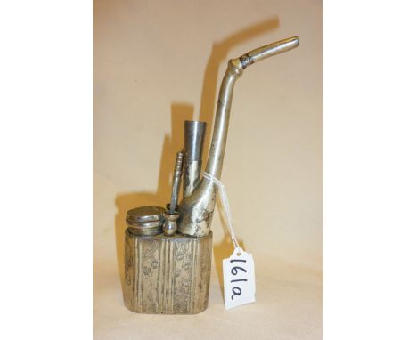 Chinese silver plated opium pipe, approx. 7" high