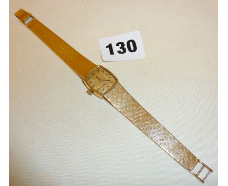 Vintage ladies 9ct gold Longines watch and strap, approx. 27g.