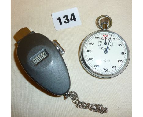Lemania vintage stopwatch and an ENM tally or clicker counter