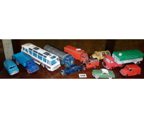 Assorted vintage Dinky Toys vehicles, inc. trucks, lorries, vans, etc.