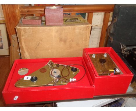  A GRAMDECK tape recorder with amplifier control unit and a LUSTRAPHONE Lustrette microphone (all boxed with instructions)