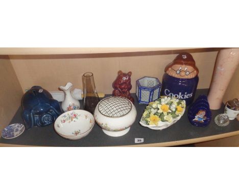 Shelf of assorted china and pottery