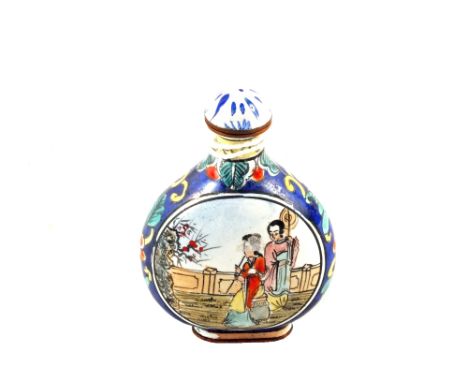 A Chinese enamel figure painted snuff bottle