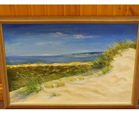 Cynthia Chandler, oil on board of a canal scene, H.Winney seascape oil on canvas and Peter West oil on canvas of East Coast R