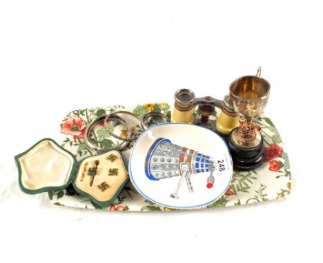 A Silver bangle and other items including a Dalek ashtray